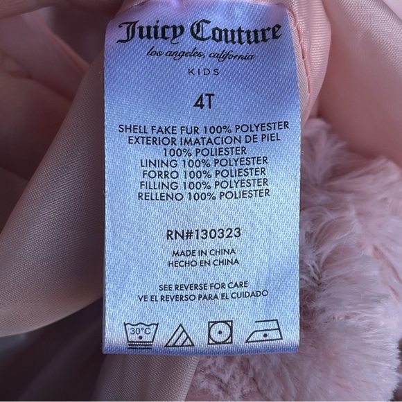Juicy Couture Kids Pink Plush Soft Pink Faux Fur Jacket Coat Cozy Warm Size 4T - Picture 9 of 10